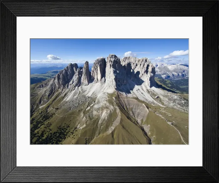 Framed Print : Rugged and steep cliffs, Sassolungo Mountain, Dolomites, Alto Adige, Italy Framed Print : Rugged and steep cliffs, Sassolungo Mountain, Dolomites, Alto Adige, Italy