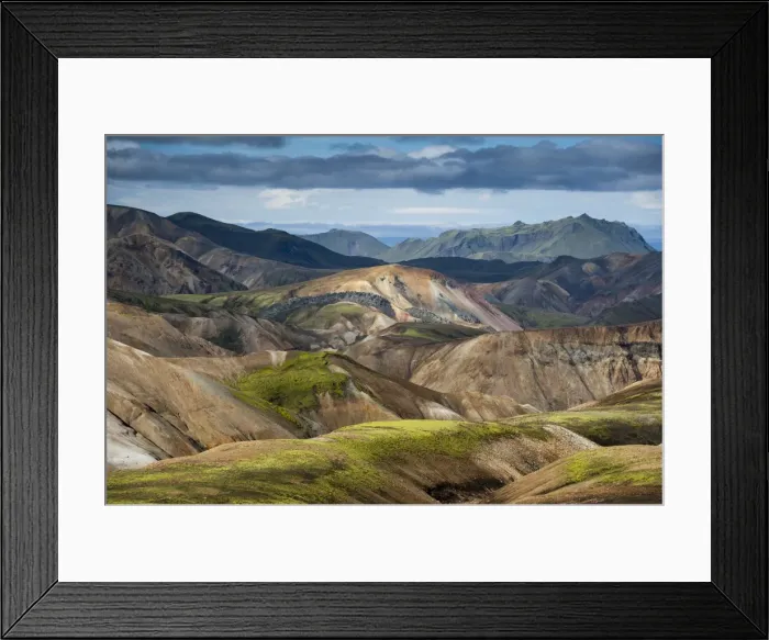 Framed Print : Brennisteinsalda volcano, rhyolite mountains and Laugahraun lava field, Landmannalaugar, Fjallabak Nature Reserve, Highlands of Iceland, Iceland, Europe Framed Print : Brennisteinsalda volcano, rhyolite mountains and Laugahraun lava field, Landmannalaugar, Fjallabak Nature Reserve, Highlands of Iceland, Iceland, Europe