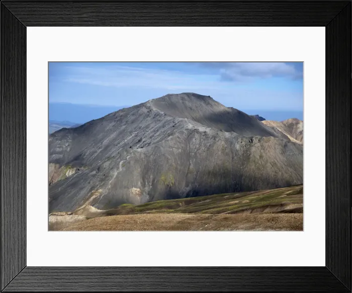Framed Print : Blahnukur volcano and rhyolite mountains, Landmannalaugar, Fjallabak Nature Reserve, Highlands, Iceland, Europe