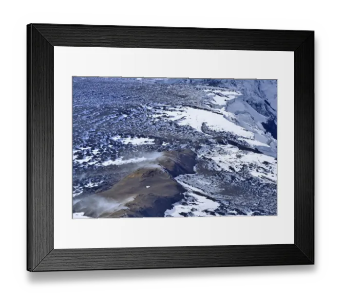 Framed Print : Aerial view of the volcanic region of Grimsvoetn in Vatnajoekull or Vatna Glacier, Southern Region, Iceland Framed Print : Aerial view of the volcanic region of Grimsvoetn in Vatnajoekull or Vatna Glacier, Southern Region, Iceland