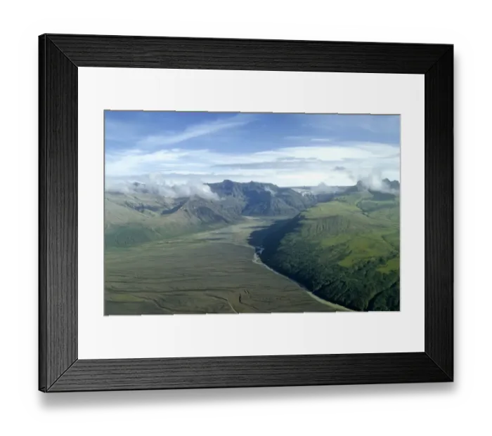 Framed Print : Aerial view, Skaftafell National Park and the Morsardalur valley, Southern Region, Iceland Framed Print : Aerial view, Skaftafell National Park and the Morsardalur valley, Southern Region, Iceland