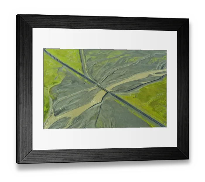 Framed Print : Aerial view of Ring Road No. 1 with a bridge crossing a tributary of the Skaftafellsa glacial river, Southern Region, Iceland Framed Print : Aerial view of Ring Road No. 1 with a bridge crossing a tributary of the Skaftafellsa glacial river, Southern Region, Iceland