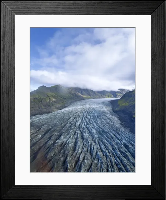Framed Print : Aerial view of the glacier tongue of Svinafellsjoekull Glacier, Southern Region, Iceland Framed Print : Aerial view of the glacier tongue of Svinafellsjoekull Glacier, Southern Region, Iceland