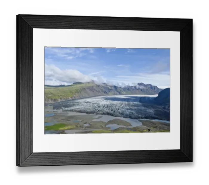 Framed Print : Aerial view of the glacier tongue of Skaftafellsjoekull Glacier, Southern Region, Iceland Framed Print : Aerial view of the glacier tongue of Skaftafellsjoekull Glacier, Southern Region, Iceland