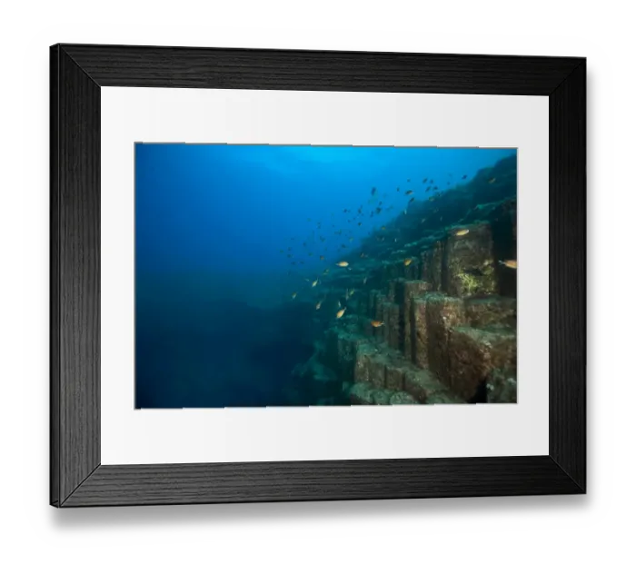 Framed Print : Volcanic crater with basalt rocks under water, near Santa Maria, Azores, Atlantic Ocean, Portugal Framed Print : Volcanic crater with basalt rocks under water, near Santa Maria, Azores, Atlantic Ocean, Portugal