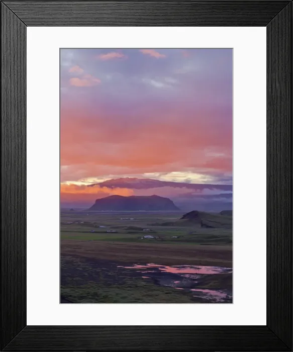 Framed Print : Eyjafjallajoekull at sunset, Dyrholaey, Vik i Myrdal, Southern Region, Iceland Framed Print : Eyjafjallajoekull at sunset, Dyrholaey, Vik i Myrdal, Southern Region, Iceland
