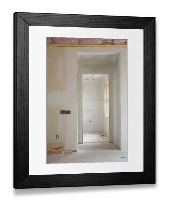 Framed Print : Unfinished bathroom in a residential home, Quebec, Canada Framed Print : Unfinished bathroom in a residential home, Quebec, Canada