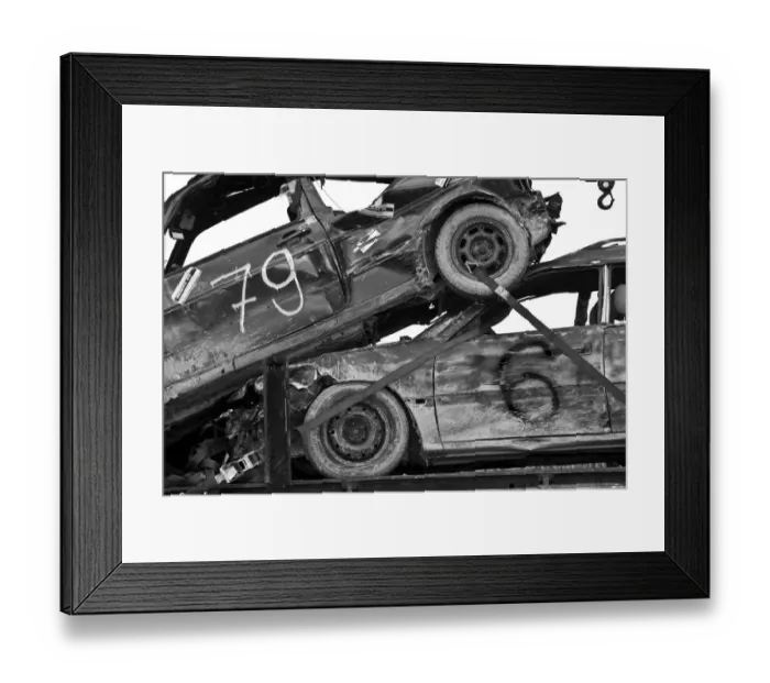 Framed Print : Damaged cars after autocross in Moosbeuren, Baden-Wuerttemberg, Germany, Europe Framed Print : Damaged cars after autocross in Moosbeuren, Baden-Wuerttemberg, Germany, Europe
