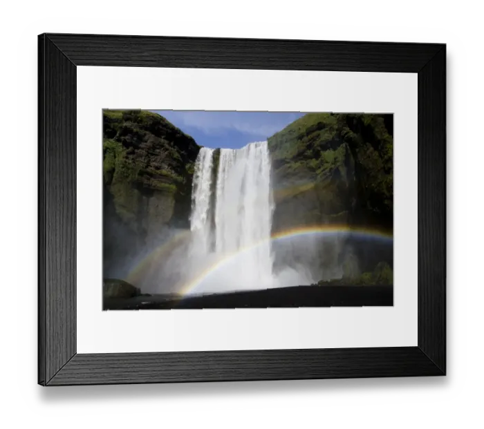 Framed Print : Rainbow, Skogafoss waterfall on the Skoga river, ring road, Suourland, Sudurland, southern Iceland, Iceland, Europe Framed Print : Rainbow, Skogafoss waterfall on the Skoga river, ring road, Suourland, Sudurland, southern Iceland, Iceland, Europe