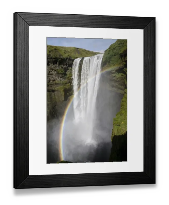 Framed Print : Rainbow, Skogafoss waterfall on the Skoga river, ring road, Suourland, Sudurland, southern Iceland, Iceland, Europe Framed Print : Rainbow, Skogafoss waterfall on the Skoga river, ring road, Suourland, Sudurland, southern Iceland, Iceland, Europe