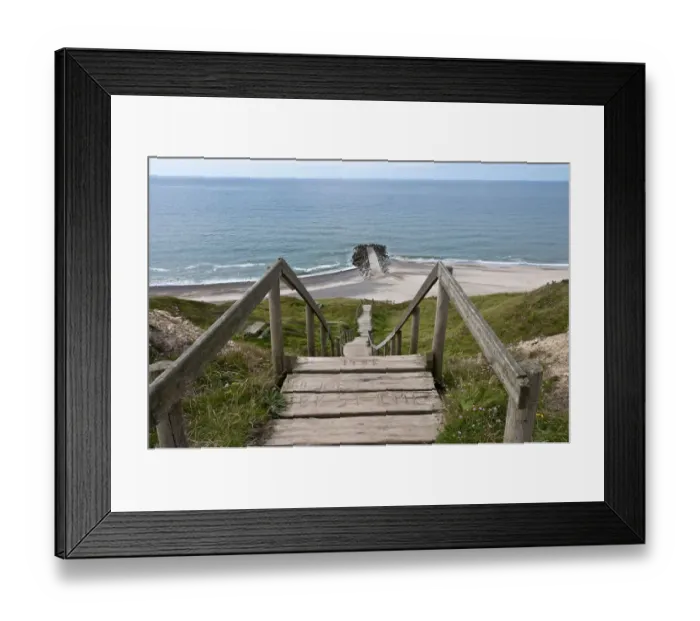 Framed Print : Wooden stairs to the beach on the coast of Bovbjerg, Bovbjerg-Klint, West Jutland, Denmark, Europe Framed Print : Wooden stairs to the beach on the coast of Bovbjerg, Bovbjerg-Klint, West Jutland, Denmark, Europe