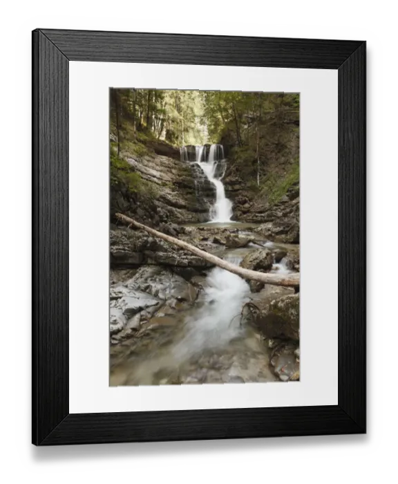 Framed Print : Jenbach waterfall, Bad Feilnbach, Mangfallgebirge, Mangfall mountains, Upper Bavaria, Bavaria, Germany, Europe, PublicGround
