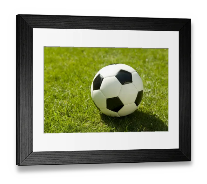 Framed Print : Football on a green lawn