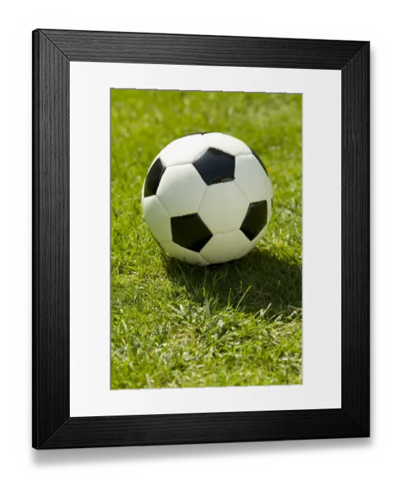 Framed Print : Football on a green lawn