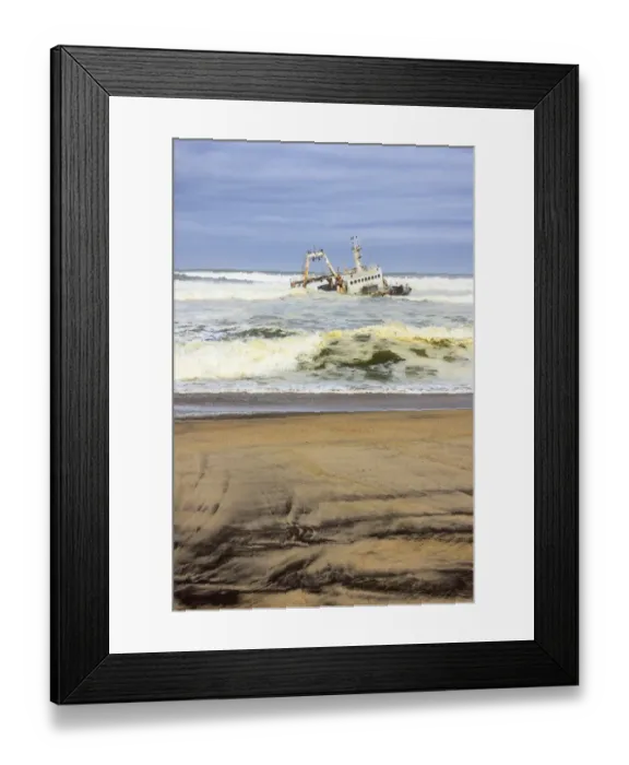 Framed Print : Shipwreck at Henties Bay, Dorob National Park, Namibia, Africa Framed Print : Shipwreck at Henties Bay, Dorob National Park, Namibia, Africa