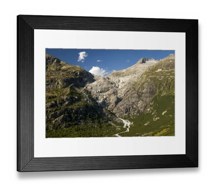 Framed Print : The ice-free bed of the melted Rhone Glacier, the source of the Rhone, Gletsch, Valais, Switzerland, Europe Framed Print : The ice-free bed of the melted Rhone Glacier, the source of the Rhone, Gletsch, Valais, Switzerland, Europe