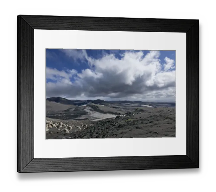 Framed Print : View from the Fimmvorouhals plateau at the long-distance hiking trail from Skogar via Fimmvorouhals to the Thorsmork mountain ridge, Porsmork, Iceland Framed Print : View from the Fimmvorouhals plateau at the long-distance hiking trail from Skogar via Fimmvorouhals to the Thorsmork mountain ridge, Porsmork, Iceland