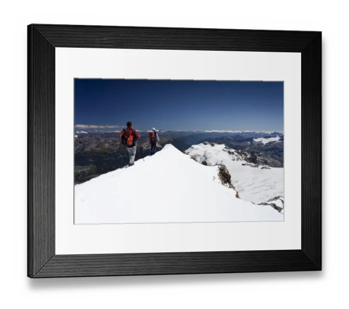 Framed Print : Mountaineer on the summit ridge, descent from Mt Piz Palue, Grisons, Switzerland, Europe Framed Print : Mountaineer on the summit ridge, descent from Mt Piz Palue, Grisons, Switzerland, Europe