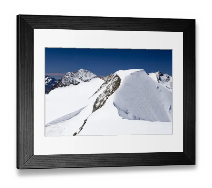 Framed Print : Mt Piz Palue, summit ridge, summit of Mt Piz Bernina with Biancograt ridge at back, Grisons, Switzerland, Europe