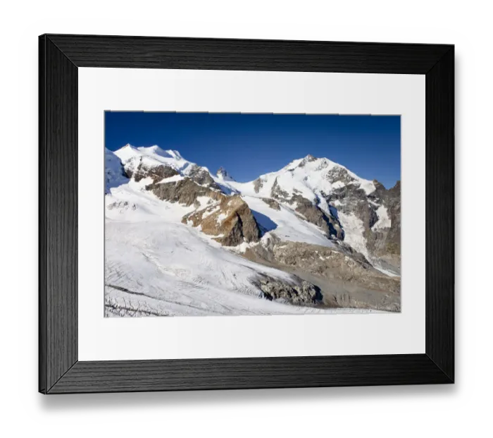 Framed Print : Mt Bernina summit with Biancograt ridge, Bellavista, left, view during the ascent to Mt Piz Palue, Pers Glacier at front, Grisons, Switzerland, Europe Framed Print : Mt Bernina summit with Biancograt ridge, Bellavista, left, view during the ascent to Mt Piz Palue, Pers Glacier at front, Grisons, Switzerland, Europe