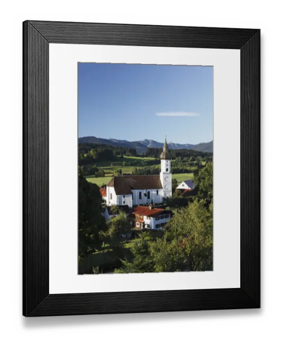 Framed Print : Town view with parish church of St. George, Bad Bayersoien, Pfaffenwinkel, Upper Bavaria, Bavaria, Germany, Europe, PublicGround Framed Print : Town view with parish church of St. George, Bad Bayersoien, Pfaffenwinkel, Upper Bavaria, Bavaria, Germany, Europe, PublicGround
