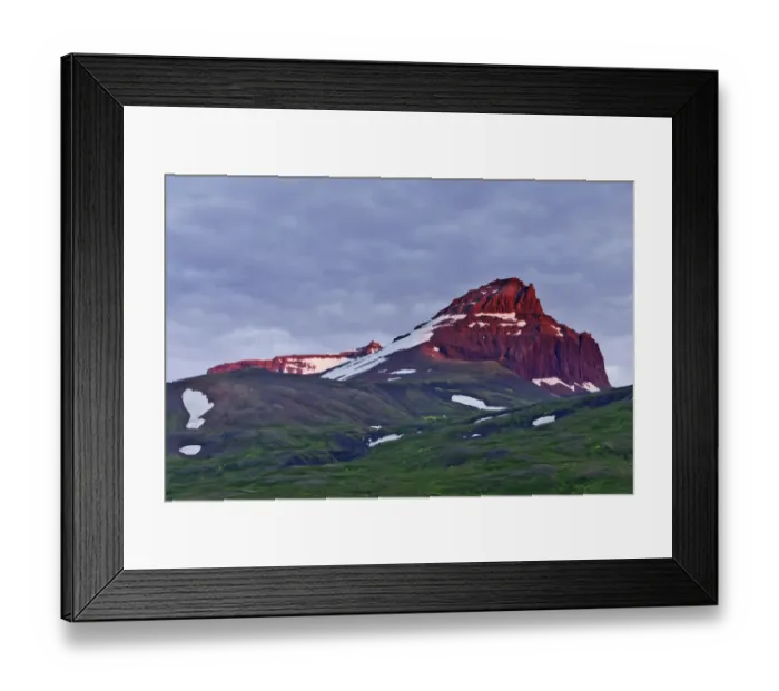 Framed Print : Dyrfjoell massif in the morning light, Bakkageroi, Iceland, Europe Framed Print : Dyrfjoell massif in the morning light, Bakkageroi, Iceland, Europe