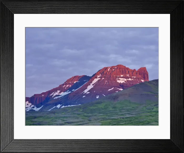 Framed Print : Dyrfjoell massif in the morning light, Bakkageroi, Iceland, Europe Framed Print : Dyrfjoell massif in the morning light, Bakkageroi, Iceland, Europe