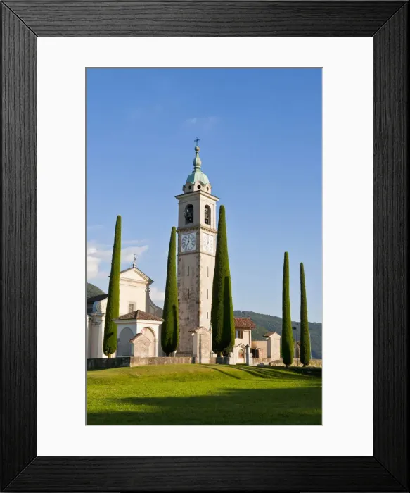 Framed Print : Cypress -Cupressus- trees, Church of Sant Abbondio in Gentilino, near Montagnola, Lugano, Ticino, Switzerland, Europe Framed Print : Cypress -Cupressus- trees, Church of Sant Abbondio in Gentilino, near Montagnola, Lugano, Ticino, Switzerland, Europe