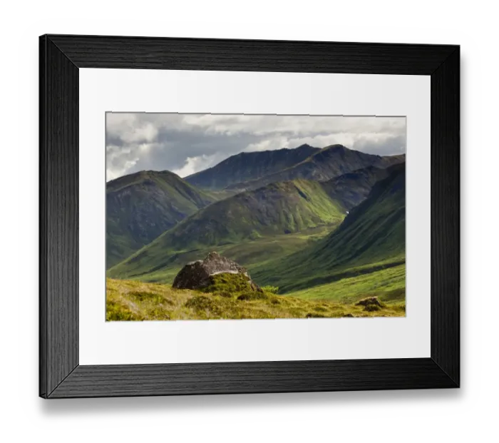 Framed Print : Evening mood with sun, rainbow and rain in the Talkeetna Mountains, Alaska, USA Framed Print : Evening mood with sun, rainbow and rain in the Talkeetna Mountains, Alaska, USA