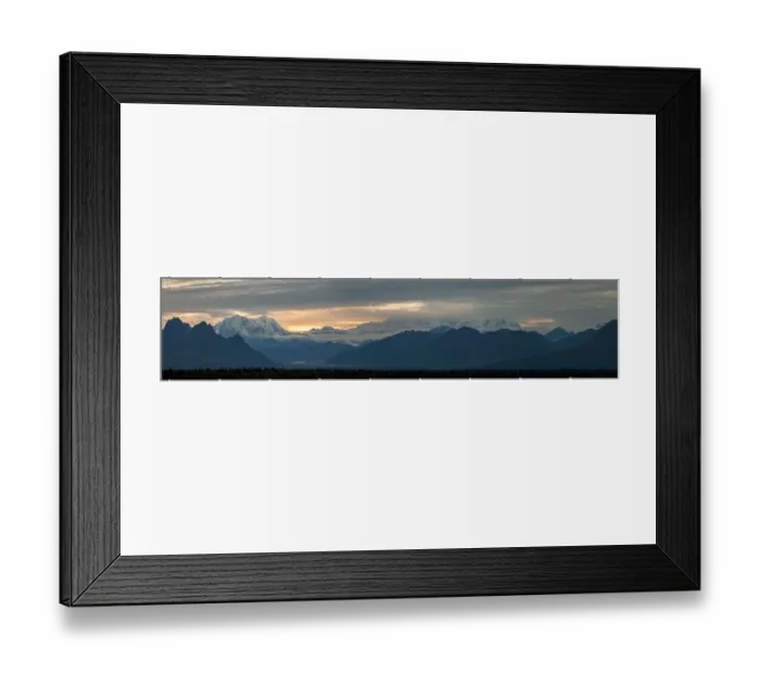 Framed Print : Panoramic view in the evening, mountain range with Mt McKinley or Denali, Alaska Range, Alaska, United States Framed Print : Panoramic view in the evening, mountain range with Mt McKinley or Denali, Alaska Range, Alaska, United States