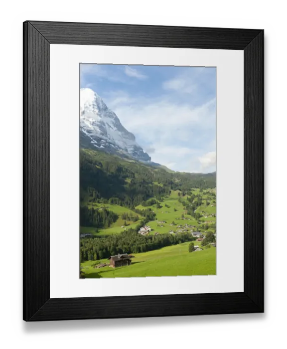 Framed Print : Snow-capped north face of Mt Eiger, green meadows, Grindelwald, Bernese Oberland, Canton of Bern, Alps, Switzerland, Europe Framed Print : Snow-capped north face of Mt Eiger, green meadows, Grindelwald, Bernese Oberland, Canton of Bern, Alps, Switzerland, Europe