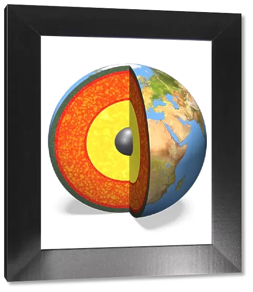 Internal structure of the Earth, 3D illustration