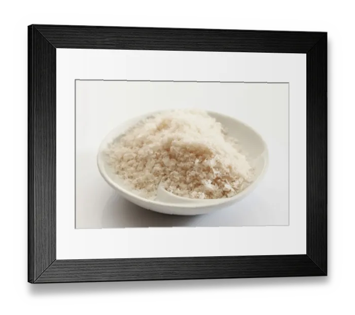 Framed Print : Murray River salt in a small porcelain bowl Framed Print : Murray River salt in a small porcelain bowl