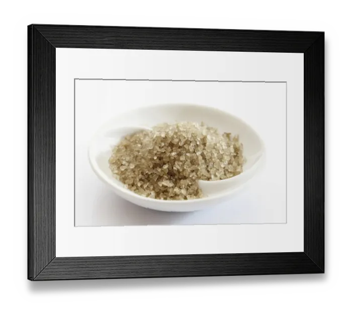 Framed Print : Green Hawaiian sea salt in a small porcelain bowl Framed Print : Green Hawaiian sea salt in a small porcelain bowl