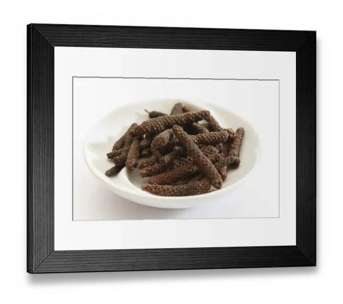 Framed Print : Long pepper in a small porcelain bowl Framed Print : Long pepper in a small porcelain bowl