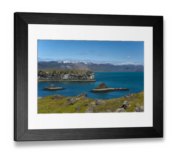 Framed Print : Basalt columns, cliffs on the coast near Arnarstapi, Breioavik Bay, Breidavik, Snaefellsnes peninsula, Snaefellsnes, Iceland, Europe