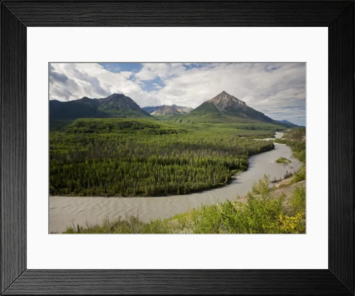 Framed Print : River landscape, Matanuska River with King Mountain, Alaska, USA, North America Framed Print : River landscape, Matanuska River with King Mountain, Alaska, USA, North America