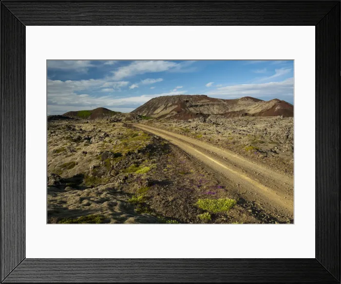 Framed Print : Road through the Berserkjahraun lava field, Snaefellsnes peninsula, Snaefellsnes, Iceland, Europe Framed Print : Road through the Berserkjahraun lava field, Snaefellsnes peninsula, Snaefellsnes, Iceland, Europe