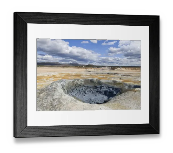 Framed Print : Hot mud spring, Hveraroend geothermal area at the foot of the Namafjall volcano, Myvatn, Iceland, Europe