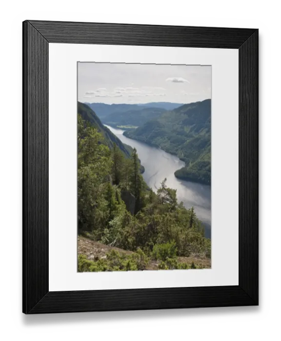 Framed Print : View from above to fjord-like Lake Bandak, Lardalstigen at Dalen, Lardalstigen, Telemark, Norway, Scandinavia, Northern Europe, Europe