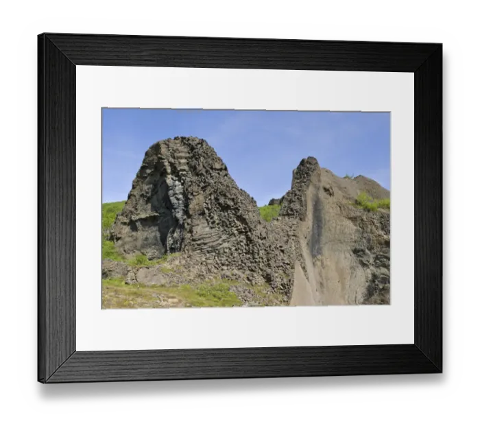 Framed Print : Remnants of volcanic vents made from basalt, Hljooaklettar, Joekulsargljufur National Park, Iceland, Europe Framed Print : Remnants of volcanic vents made from basalt, Hljooaklettar, Joekulsargljufur National Park, Iceland, Europe