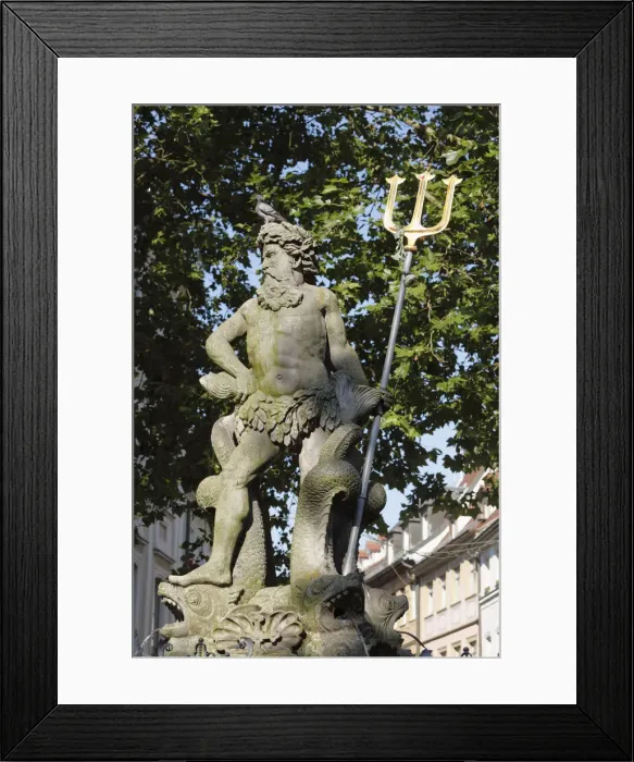 Framed Print : Neptune Fountain, Gruener Markt, Green Market square, Bamberg, Upper Franconia, Franconia, Bavaria, Germany, Europe, PublicGround