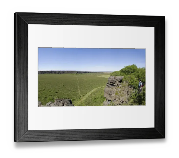 Framed Print : View of the Asbyrgi with the Eyjan crag, Joekulsargljufur National Park, Iceland, Europe Framed Print : View of the Asbyrgi with the Eyjan crag, Joekulsargljufur National Park, Iceland, Europe