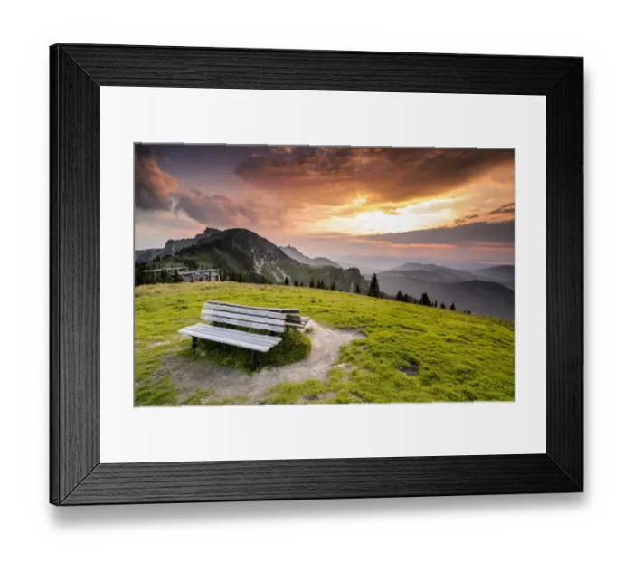 Framed Print : Wooden bench on the summit of Mt Brauneck, Bavaria, Germany, Europe Framed Print : Wooden bench on the summit of Mt Brauneck, Bavaria, Germany, Europe
