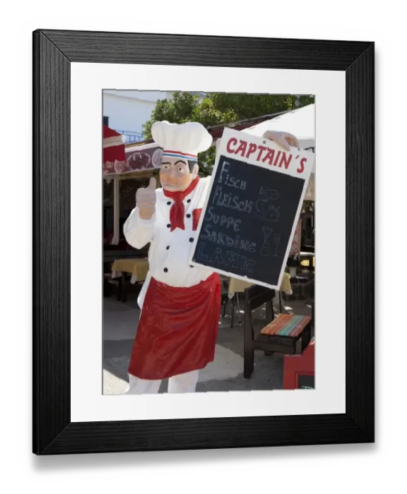 Framed Print : Menu board at a restaurant, Baska, Krk, Primorje-Gorski Kotar County, Croatia