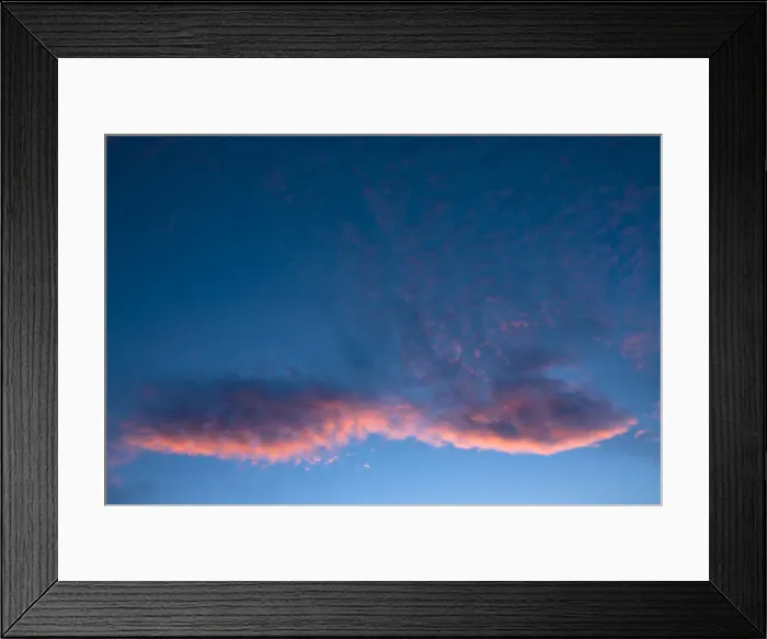 Framed Print : Blue sky with a pink cloud, sunset Framed Print : Blue sky with a pink cloud, sunset