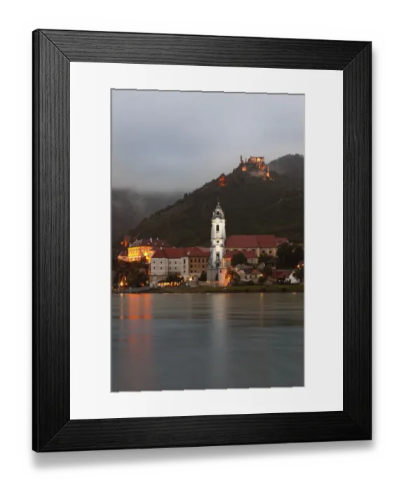 Framed Print : View from Rossatzbach over the Danube river on Duernstein, Wachau, Lower Austria, Austria, Europe