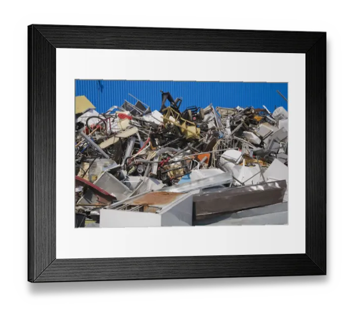 Framed Print : Pile of discarded household and industrial items at a scrap metal recycling centre, Quebec, Canada Framed Print : Pile of discarded household and industrial items at a scrap metal recycling centre, Quebec, Canada