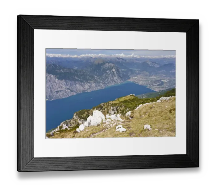 Framed Print : View from Monte Altissimo above Nago overlooking Lake Garda and Arco, Trentino, Italy, Europe Framed Print : View from Monte Altissimo above Nago overlooking Lake Garda and Arco, Trentino, Italy, Europe