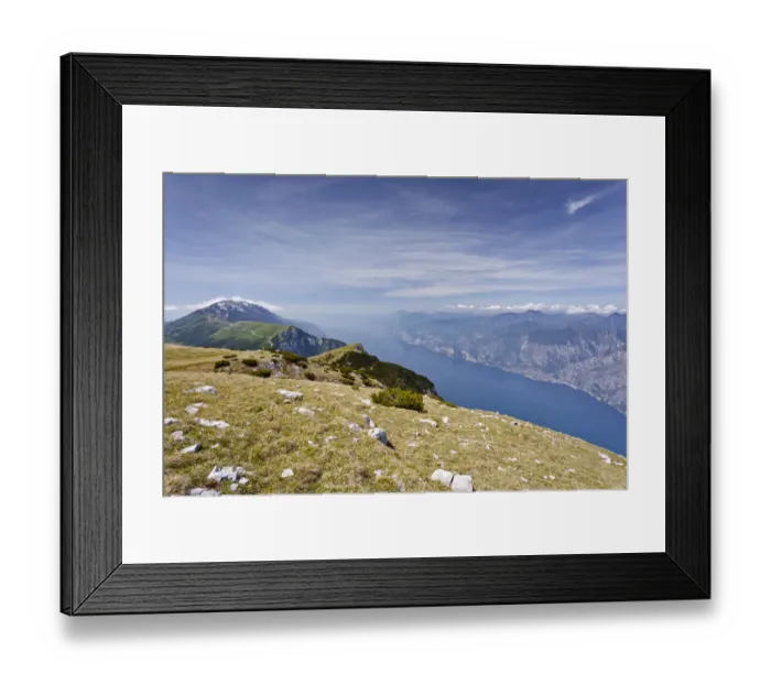 Framed Print : On Mt Altissimo, above Nago-Torbole, Lake Garda below, Mt Baldo in the back, Trentino, Italy, Europe Framed Print : On Mt Altissimo, above Nago-Torbole, Lake Garda below, Mt Baldo in the back, Trentino, Italy, Europe